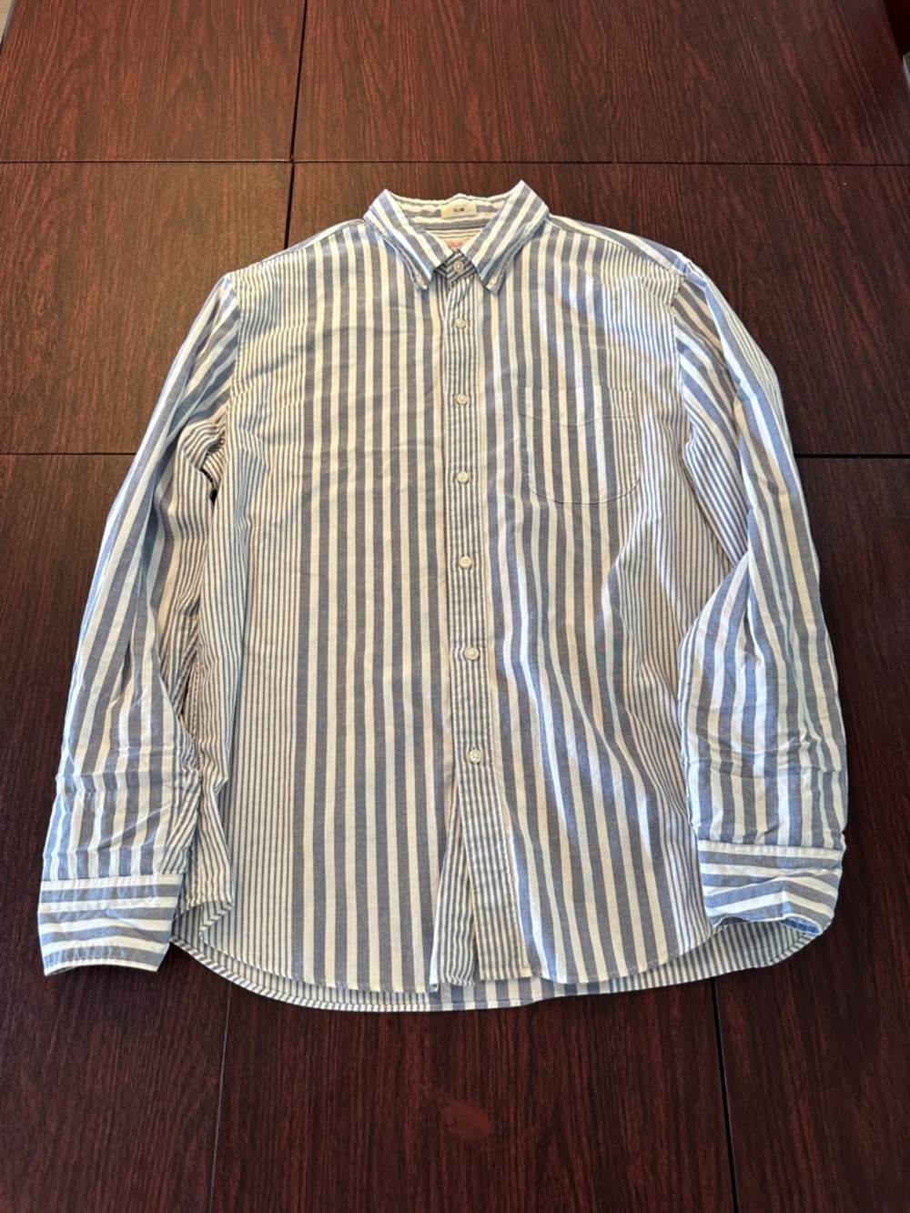 J. Crew Blue and White Vertical Stripe Button-Down Shirt